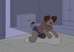 anthro bed bedroom clothing dry_humping footwear furniture grinding humping male masturbation pillow pillow_humping socks solo underwear young young_anthro onykr ony canid canine canis domestic_dog mammal 2023 2d_animation animated short_playtime