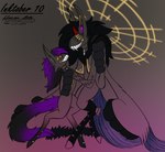 anthro clothing dancing duo fangs feathers fur hair halo horn legwear multi_arm multi_eye multi_limb stockings tail teeth hunamarts inktober azusha_(hunam) thaki_(scarfox) scarfox 2024