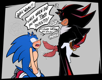2_penises andromorph andromorph/male anthro blush dialogue diphallism duo erection genitals hand_on_hip hybrid_genitalia hybrid_penis intersex intersex/male kneeling kneeling_oral_position male multi_genitalia multi_penis penis speech_bubble standing surprised text shaddycatz sega sonic_the_hedgehog_(series) shadow_the_hedgehog sonic_the_hedgehog eulipotyphlan hedgehog mammal 2024 absurd_res digital_drawing_(artwork) digital_media_(artwork) english_text hi_res
