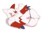 anthro balls belly blush clothing fur genitals kemono male markings one_eye_closed penis red_markings simple_background slightly_chubby solo underwear white_body white_fur wink nanaki779 nintendo pokemon reverse_zangoose_day generation_3_pokemon pokemon_(species) zangoose 2016 censored