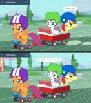 accessory armor binoculars bow_(feature) bow_accessory bow_ribbon computer electronics feathered_wings feathers female feral group hair_accessory hair_bow hair_ribbon headgear helmet horn laptop orange_body orange_feathers ribbons scooter vehicle wagon wings young jananimations friendship_is_magic hasbro my_little_pony mythology tumblr apple_bloom_(mlp) cutie_mark_crusaders_(mlp) scootaloo_(mlp) sweetie_belle_(mlp) earth_pony equid equine horse mammal mythological_creature mythological_equine pegasus pony unicorn comic hi_res