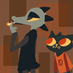 3_fingers abstract_background anthro blue_body blue_fur bottomwear cigarette clothing duo female fingers fur head_tuft looking_at_another markings notched_ear on_model orange_clothing orange_shirt orange_topwear pants red_eyes shirt size_difference smoking topwear tuft whisker_markings whiskers yellow_sclera crescendeon night_in_the_woods bea_santello mae_borowski alligator alligatorid crocodilian domestic_cat felid feline felis mammal reptile scalie 1:1 2021 digital_drawing_(artwork) digital_media_(artwork) hi_res