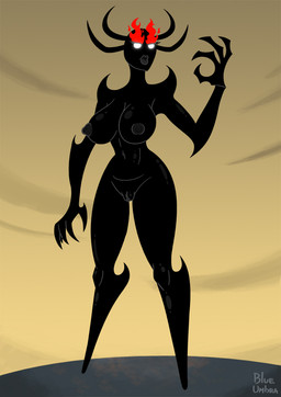 big_breasts black_body black_skin breasts claws corruption female genitals latex lips nude solo thick_lips vulva blueumbra adult_swim cartoon_network samurai_jack ashi_(samurai_jack) daughters_of_aku demon humanoid monster signature