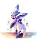 ambiguous_gender feral fur iridescent iridescent_body looking_at_viewer monotone_background multicolored_body simple_background solo sparkles sparkling_body sparkling_fur koriarredondo nintendo pokemon eeveelution generation_4_pokemon glaceon pokemon_(species) signature