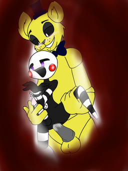 black_eyes blush bodily_fluids bow_(feature) bow_tie clothing cum cum_in_ass cum_inside dominant duo erection forced genital_fluids genitals grin handjob hat headgear headwear larger_dom larger_male machine male male/male metal_penis penile penis puppet rape sex size_difference smaller_male smile hentaipuppy9000 five_nights_at_freddy's five_nights_at_freddy's_2 scottgames golden_freddy_(fnaf) marionette_(fnaf) animatronic bear mammal robot robot_anthro