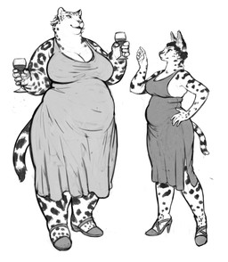 alcohol anthro belly beverage big_belly big_breasts breasts cleavage clothed clothing container cup dialogue dress drinking_glass duo female footwear fully_clothed fur glass glass_container glass_cup hand_on_hip high_heels holding_container holding_cup holding_drinking_glass holding_glass holding_object holding_wine_glass markings navel_outline overweight overweight_anthro overweight_female shoes side_boob simple_background size_difference slightly_chubby slightly_chubby_anthro slightly_chubby_female spots spotted_body spotted_fur spotted_markings spotted_tail standing striped_markings striped_tail stripes tail tail_markings weight_difference white_background wide_hips wine wine_glass cettus ilse_lemaire felid feline jaguar mammal pantherine serval 2023 flat_colors greyscale hi_res line_art monochrome