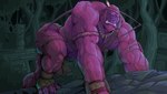 anthro caveman male muscular muscular_anthro muscular_male purple_body tusks rickleone gokong ape gorilla haplorhine mammal primate hi_res