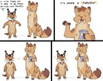 anthro chips_(food) dialogue duo fangs fluffy fluffy_tail food male simple_background tail teeth text white_background kingparked mikko caracal caracal_(genus) felid feline mammal prehistoric_species saber-toothed_tiger comic english_text