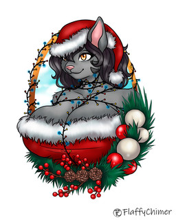 anthro big_breasts black_hair blinking breasts christmas_clothing christmas_decorations christmas_headwear christmas_lights cleavage_cutout clothing cutout ears_up female fluffy fluffy_hair fur fur_markings grey_body grey_fur hair hat headgear headwear holiday_clothing holidays looking_away markings mature_anthro mature_female pink_nose santa_hat short_hair shortstack smile solo string_lights yellow_eyes flaffy_chimer christmas zoe_(starit) domestic_cat felid feline felis mammal 2021 4:5 animated mother_(lore) parent_(lore)