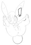 :o anus breasts exclamation_point exposed eyelashes feet female foot_grab genitals hair hand_on_foot long_ears open_mouth pawpads paws pussy raised_leg solo tail watatanza osamu_tezuka the_amazing_3 captain_bokko lagomorph leporid mammal rabbit 2019 monochrome