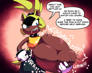 abdominal_bulge anthro belly big_belly bodily_fluids dialogue digestion digestion_noises drooling duo female female_anthro female_pred female_prey oral_vore saliva same_size_vore speech_bubble text vore tascom idw_publishing sega sonic_the_hedgehog_(comics) sonic_the_hedgehog_(idw) sonic_the_hedgehog_(series) surge_the_tenrec whisper_the_wolf afrosoricid mammal tenrec english_text hi_res
