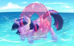 cloud cutie_mark eyes_closed feathered_wings feathers female feral hair hooves horn inflatable multicolored_hair outside pool_toy sea solo swim_ring water wings dstears friendship_is_magic hasbro my_little_pony mythology twilight_sparkle_(mlp) equid equine mammal mythological_creature mythological_equine winged_unicorn 16:10 2016 hi_res widescreen