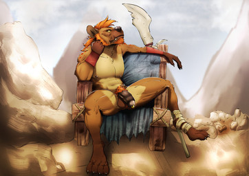 accessory anthro athletic athletic_anthro athletic_male ball_tuft balls bandage biceps big_balls big_penis black_penis bored brown_body brown_fur chair claws ear_piercing facial_hair facial_scar fangs foreskin fur furniture genital_piercing genitals goatee grumpy hair hand_on_cheek huge_balls huge_penis humanoid_genitalia humanoid_penis jewelry landscape leg_markings male markings mohawk multicolored_body multicolored_fur muscular muscular_male nude partially_retracted_foreskin penile penis penis_accessory penis_jewelry penis_piercing piercing presenting presenting_penis prince_albert_piercing pubes red_pubes scar sitting socks_(marking) solo spots spotted_body spotted_fur spread_legs spreading teeth thick_penis tuft two_tone_body two_tone_fur weapon anonymous_artist dungeons_and_dragons hasbro wizards_of_the_coast gnorr gnoll hyena mammal spotted_hyena