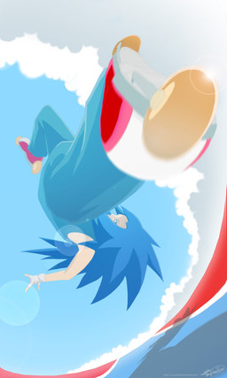 anthro blue_body blue_fur clothing detailed_background footwear fur inline_skates looking_at_viewer male roller_skates skating solo ry-spirit sega sonic_the_hedgehog_(series) sonic_the_hedgehog eulipotyphlan hedgehog mammal 3:5 source_request