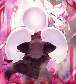 against_surface ambiguous/ambiguous ambiguous_gender anthro anthro_on_anthro ass_on_glass big_butt big_tail biped black_body black_ears black_fur black_tail blush blush_lines bottomless bottomless_ambiguous bottomless_anthro butt butt_grab butt_squish clothed clothed/nude clothed_ambiguous clothed_anthro clothing cute_fangs dipstick_tail dripping duo face_in_ass facesitting fangs fluffy fur glass gloves_(marking) grey_body grey_fur hair hand_on_butt heart_pupils heart_symbol hearts_around_body hearts_around_head huge_butt interspecies larger_ambiguous larger_anthro leg_markings looking_at_another looking_at_partner looking_back markings monotone_tail multicolored_body multicolored_fur neck_tuft nude nude_ambiguous nude_anthro on_glass open_mouth open_smile pink_body pink_eyes pink_fur pink_tail pink_tail_tip raised_tail rear_view red_body red_fur sitting sitting_on_another size_difference slime smaller_ambiguous smaller_anthro smile socks_(marking) squish standing tail tail_markings tail_motion tailwag teeth thick_tail tuft two_tone_tail white_body white_ears white_fur white_hair white_tail sukiya nintendo pokemon parfait_(yesthisisgoocat) canid canine domestic_cat felid feline felis generation_5_pokemon goo_creature mammal pokemon_(species) zorua colored digital_media_(artwork) hi_res shaded signature