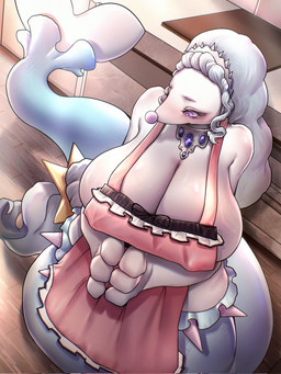 apron apron_only big_breasts blush breasts busty_feral cleavage clothed clothing eyebrows eyelashes female female_feral feral hair huge_breasts inside jewelry mostly_nude necklace slightly_chubby solo tail white_body mimideu64931 nintendo pokemon aquatic generation_7_pokemon mammal pinniped pokemon_(species) primarina 2026 3:4 hi_res