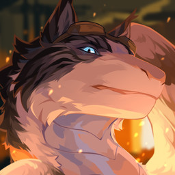 ambiguous_form ambiguous_gender black_body black_fur black_sclera blue_eyes blurred_background eyewear eyewear_on_head fur goggles goggles_on_head grey_body grey_scales looking_at_viewer mouth_closed pupils scales slit_pupils solo white_body white_fur corzh77 mythology dragon furred_dragon furred_scalie mythological_creature mythological_scalie scalie 1:1 hi_res