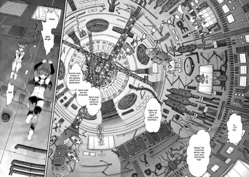 5_toes aircraft artificial_intelligence barefoot circuitry clothed clothing duo feet female hair machine navel not_furry raised_arm skinny technology text toes vehicle kyoumoto_takayuki android computer_virus_(species) digital_creature human mammal robot comic english_text hi_res monochrome