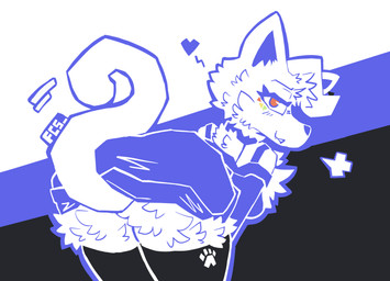 anthro bedroom_eyes bent_over big_butt biped bite biting_lip blue_clothing blue_eyes blush blush_lines breath butt chest_tuft clothing curled_tail eyelashes female fluffy_butt fluffy_head fur head_tuft heart_symbol inner_ear_fluff legwear looking_at_viewer looking_back looking_back_at_viewer narrowed_eyes neck_tuft presenting presenting_hindquarters pupils rear_view red_pupils seductive simple_background solo tail teasing teasing_viewer thigh_highs tuft white_body white_fur wide_hips fc5 kc_(fc5) domestic_cat felid feline felis mammal 2026 absurd_res hi_res
