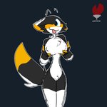 anthro arms_bent breasts butt female fluffy fluffy_tail fur legs_together pubes solo tail ketofur skade_(artist) skade_nsfw_(artist) skade canid canine canis fox hybrid mammal wolf 1:1 hi_res