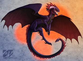 ambiguous_gender claws curved_horn detailed_scales feral horn membrane_(anatomy) membranous_wings open_mouth purple_body purple_eyes purple_scales scales solo spines tail teeth tongue wings averrisvis european_mythology mythology dragon mythological_creature mythological_scalie scalie western_dragon 2015 detailed digital_media_(artwork) hi_res