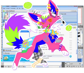 2010s_theme abstract_background ambiguous_gender blue_body blue_collar blue_fur blue_tail collar dipstick_tail ear_piercing facial_piercing fangs feral fur green_body green_fur green_nose green_tail green_tongue hair industrial_piercing markings multicolored_body multicolored_fur multicolored_inner_ear multicolored_tail nose_piercing pattern_inner_ear paws piercing pink_body pink_fur purple_body purple_fur purple_hair purple_tail raised_paw simple_background solo sparklefur spiked_collar spikes tail tail_markings teeth text tongue toony white_background white_body white_fur white_tail_tip xxdarktypexx skype canid canine canis domestic_dog mammal 2022 digital_drawing_(artwork) digital_media_(artwork) english_text full-length_portrait hi_res portrait