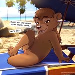 anthro beach brown_arms brown_body brown_ears brown_fingers brown_fur brown_hair brown_hands brown_legs eyebrows female fur genitals hair looking_at_viewer navel nipples nude pussy shadow solo teeth tongue young young_anthro young_female comatose ambrosia bear mammal hi_res