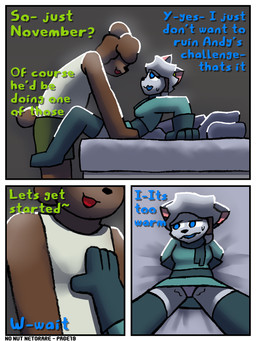 anthro bed bedroom cheating_girlfriend dialogue duo female furniture infidelity male male/female on_bed pillow text winter_clothing connorsconnor no_nut_november barley_(connorsconnor) conley bear hybrid mammal 3:4 colored comic english_text hi_res meme shaded