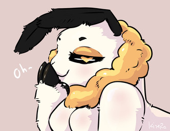 anthro female fur heart_eyes heart_symbol smug solo white_body yellow_body yellow_fur kisera arthropod insect lepidopteran moth