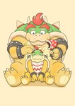 3_toes 4_fingers anthro biped blush cute_fangs duo eyes_closed fangs feet fingers kemono male plant size_difference teeth toes young panda_po mario_bros nintendo bowser bowser_jr. elemental_creature flora_fauna koopa piranha_plant scalie 2024 hi_res father_(lore) father_and_child_(lore) father_and_son_(lore) parent_(lore) parent_and_child_(lore) parent_and_son_(lore) son_(lore)