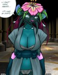 anthro breasts chest_wraps cleavage clothed clothing female flower hair horn jedi lightsaber melee_weapon navel panties pink_hair pink_nose plant solo underwear vines weapon wraps furball star_wars sei'ven alien elemental_creature flora_fauna mammal nokuri