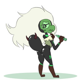 1_eye anus arthropod_abdomen beak blush bottomless butt clothed clothing crayon female genitals hair solo standing vulva white_hair emett_(artist) cartoon_network steven_universe centipeetle alien alien_humanoid animal_humanoid arthropod arthropod_humanoid corrupted_gem gem_(species) humanoid insect insect_humanoid nephrite_(gem_species)