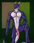 anthro balls bodily_fluids claws genital_fluids genitals horn humanoid_genitalia humanoid_penis leaking lean_body male muscular muscular_anthro muscular_male pecs penis precum solo tail toe_claws iudicium86 mythology dragon mythological_creature mythological_scalie scalie 4:5 hi_res