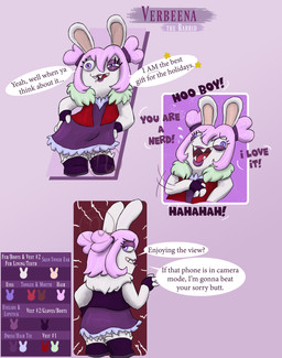 3_fingers annoyed anthro arms_bent asking bangs bodily_fluids boots christmas_clothing clothing color_swatch crying derp_eyes dialogue dress eyebrow_through_hair eyebrows eyelashes eyeshadow female fingerless_gloves fingers footwear fur fur_trim_(clothing) fur_trim_boots fur_trim_dress furrowed_eyebrows gloves gradient_background hair half-closed_eyes hands_on_own_hips handwear holidays laugh laughing_at light lips lipstick logo long_ears looking_back makeup motion_lines narrowed_eyes open_mouth open_smile pigtails purple_boots purple_clothing purple_dress purple_eyes purple_eyeshadow purple_footwear purple_gloves purple_hair purple_hair_tie purple_handwear purple_lipstick purple_topwear purple_vest red_clothing red_tongue red_topwear red_vest sharp_teeth shoes simple_background smile solo speech_bubble squint standing tan_inner_ear tan_lips tears tears_of_joy teeth text thick_bottom_lip thin_eyebrows tongue toothy_grin topwear translucent translucent_hair vest white_body white_fur yelling shane_frost skywater christmas raving_rabbids rayman_(series) ubisoft fan_character verbeena lagomorph mammal rabbid 2025 absurd_res adobe_photoshop_(artwork) artist_collaboration artist_logo character_name colored digital_drawing_(artwork) digital_media_(artwork) english_description english_text hi_res lighting shaded