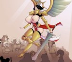 angel anthro areola armor big_breasts black_hair breasts brown_background canid canine canis cheems darkminou disney dogelore domestic_dog exposed_breasts female goblin green_eyes group hair holding_melee_weapon holding_object holding_sword holding_weapon huge_breasts human humanoid living_saint male mammal melee_weapon meme mickey_mouse mouse murid murine nipples pink_areola pink_nipples rodent saint_celestine shiba_inu simple_background smile spitz ssethtzeentach sword tan_body tan_skin thick_thighs warhammer_(franchise) warhammer_40000 weapon wide_hips winged_humanoid wings