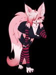 anthro black_clothing black_footwear black_legwear black_socks black_stockings black_thigh_highs black_thigh_socks breasts clothing eyebrows female footwear fur hair legwear nails pattern_clothing pattern_footwear pattern_legwear pattern_socks pattern_stockings pattern_thigh_highs pattern_thigh_socks pink_body pink_fur red_clothing red_eyebrows red_eyes red_footwear red_hair red_legwear red_socks red_stockings red_thigh_highs red_thigh_socks socks solo stockings striped_clothing striped_footwear striped_legwear striped_socks striped_stockings striped_thigh_highs striped_thigh_socks stripes tail thigh_highs thigh_socks toeless_footwear toeless_legwear toeless_socks toeless_stockings toeless_thigh_highs tongue white_body white_fur white_hair atomic_star vtuber foxy_(foxyfursure) canid canine fox mammal 3:4 hi_res