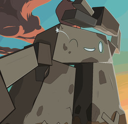 ambiguous_gender cloud glowing glowing_eyes rock solo sunset jaylus_t_meowstic nintendo pokemon elemental_creature generation_8_pokemon humanoid mineral_fauna pokemon_(species) rock_creature stonjourner