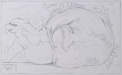 ambiguous_gender anthro big_diaper diaper feces huge_diaper pooping soiled_diaper soiling soiling_diaper solo unclean_diaper used_diaper anonymous_artist nintendo pokemon generation_2_pokemon pokemon_(species) typhlosion hi_res