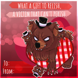 alternate_species ambiguous_gender anthro brown_body brown_fur claws clothing dialogue empty_eyes fluffy freckles fur furrification group grumpy hat headgear headwear holidays male open_mouth plantigrade scut_tail sharp_teeth short_tail tail teeth text tongue tongue_out valentine's_day_card white_eyes young young_anthro brannahgirl five_nights_at_freddy's five_nights_at_freddy's_4 scottgames valentine's_day nightmare_freddy_(fnaf) bear mammal ursine 2020 english_text parent_(lore) parent_and_child_(lore)
