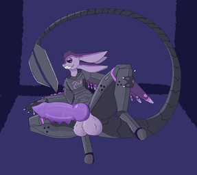 animal_genitalia animal_penis anthro armor armor_plates balls big_balls big_penis bodily_fluids canine_genitalia canine_penis dripping genital_fluids genitals huge_penis hyper hyper_genitalia hyper_penis knot knotted_penis leaking_precum male penis precum precum_drip purple_body purple_penis smug smug_face solo lighthouseheat avali hi_res