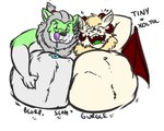 ambiguous_gender ambiguous_prey anthro beard belly big_belly bodily_fluids duo facial_hair green_tongue hair horn male male/male male_pred navel overweight raised_arm rumbling_stomach saliva squirming tongue vore wings tanio mythology tiny_malamootie_(tinythehusky) xolotl_(xolthechub) canid canine canis domestic_dog dragon husky mammal mythological_creature mythological_scalie nordic_sled_dog scalie spitz