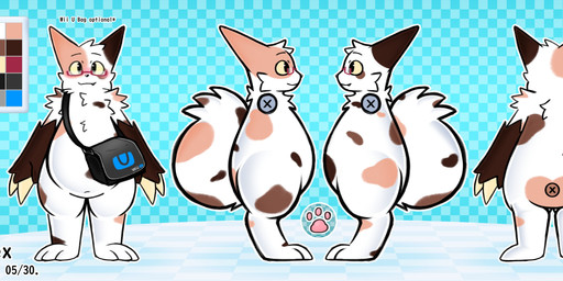 anthro bag black_eyewear black_glasses black_nose blush brown_body brown_ears brown_fur brown_tail claws eyewear fangs featureless_crotch front_view fur gender_symbol glasses hair happy male male_symbol mismatched_ears multicolored_body multicolored_fur multicolored_tail pawpads pink_pawpads rear_view sharp_teeth side_view slightly_chubby smile solo standing symbol tail teeth text white_body white_claws white_fur white_hair white_tail wii_u_logo yellow_eyes rydryd nintendo pokemon wii_u alex_(rydryd) fan_character generation_3_pokemon pokemon_(species) zangoose 2026 absurd_res character_name digital_media_(artwork) english_text hi_res model_sheet