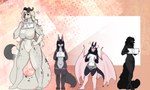 anthro bicolored_fur black_body female group herm holding_object horn intersex male multiple_poses pose scales scar size_difference white_body wings yootak bhell_(kimehrah) bhetty_(kimehrah) jay_(kimehrah) kon_(kimehrah) bat borzoi canid canine canis chimera domestic_dog humanoid hunting_dog hybrid mammal sighthound wolf 5:3 absurd_res hi_res