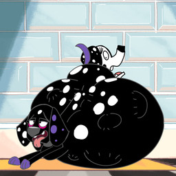 black_body black_fur duo feral fur male male/male spots vore white_spots cruzvore51 101_dalmatian_street 101_dalmatians disney dante_(101_dalmatians) dylan_(101_dalmatians) canid canine canis dalmatian domestic_dog mammal hi_res