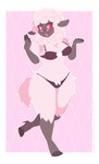 anthro bra breasts clothed clothing eyelashes eyewear female fur glasses hair hooves lingerie panties red_eyes solo standing underwear underwear_only white_body white_fur white_hair wool_(fur) re-sublimity-kun bovid caprine domestic_sheep mammal sheep digital_media_(artwork) hi_res