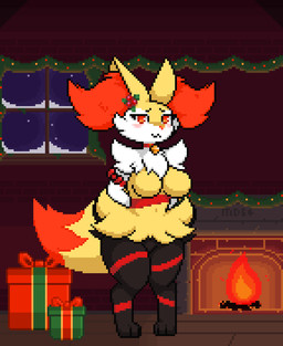 anthro female solo megadriver64 nintendo pokemon braixen generation_6_pokemon pokemon_(species) animated tagme