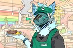 anthro appliance biped blue_body blue_fur bread food fur green_eyes kitchen_appliance lgbt_pride looking_at_viewer machine male pride_colors rainbow_flag rainbow_pride_flag rainbow_symbol smile smiling_at_viewer solo toast toaster waiter dooperhuskyy protogen 3:2 hi_res