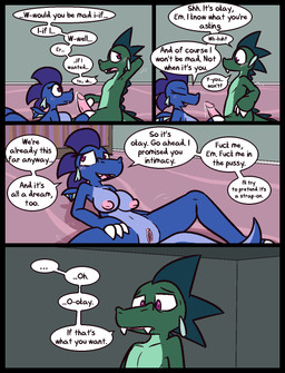 anthro anthro_on_anthro anxiety blue_body blue_scales blush bodily_fluids claws cute_fangs dialogue dripping duo erection fangs female finger_claws genital_fluids genitals green_body green_hair green_scales hair humanoid_genitalia humanoid_penis imminent_sex inside intraspecies looking_away lying male male/female miscommunication nude on_back on_front penis pink_penis precum precum_drip presenting presenting_vulva profanity pupils purple_eyes purple_pupils saliva saliva_string scales sitting speech_bubble stress teeth text vulva white_claws ultilix european_mythology mythology emerald_(ultilix) ruby_(ultilix) dragon mythological_creature mythological_scalie scalie western_dragon 2026 comic english_text hi_res brother_(lore) brother_and_sister_(lore) incest_(lore) sibling_(lore) sister_(lore)