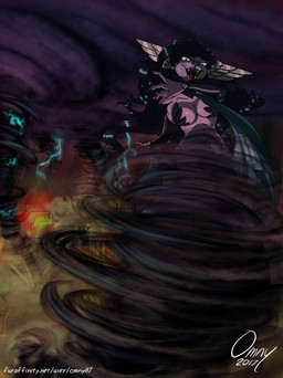 anthro big_breasts biped bird's-eye_view black_hair breasts burning_building destruction electricity fangs female female_anthro fire front_view hair high-angle_view lightning looking_at_viewer macro macro_anthro macro_female midair raining solo storm teeth tornado wind omny87 domestic_cat felid feline felis mammal colored digital_media_(artwork) half-length_portrait portrait