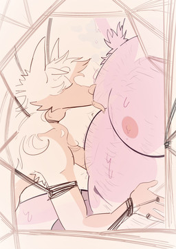 anthro areola armpit_hair belly_hair big_moobs body_hair chest_hair clothed clothing duo hair huge_moobs licking_pecs male male/male messy_hair moobs navel pink_areola topless topless_anthro topless_male dudenahuel nahuel_(dudenahuel) canid canine mammal maned_wolf 2024 absurd_res colored_sketch hi_res sketch